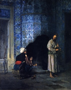 暖炉のそばでのおしゃべり アラブ人 ジャン・レオン・ジェローム Oil Paintings